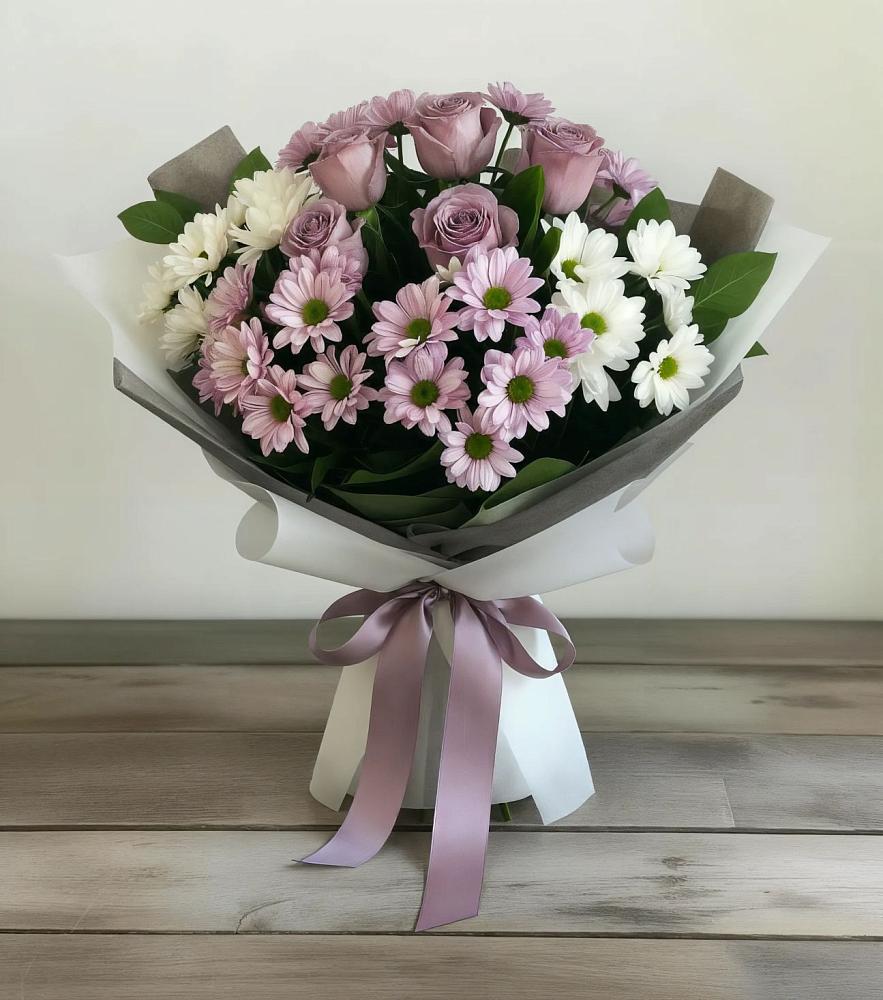 Букет цветов из: Хризантемы и Розы в Красной Пойме