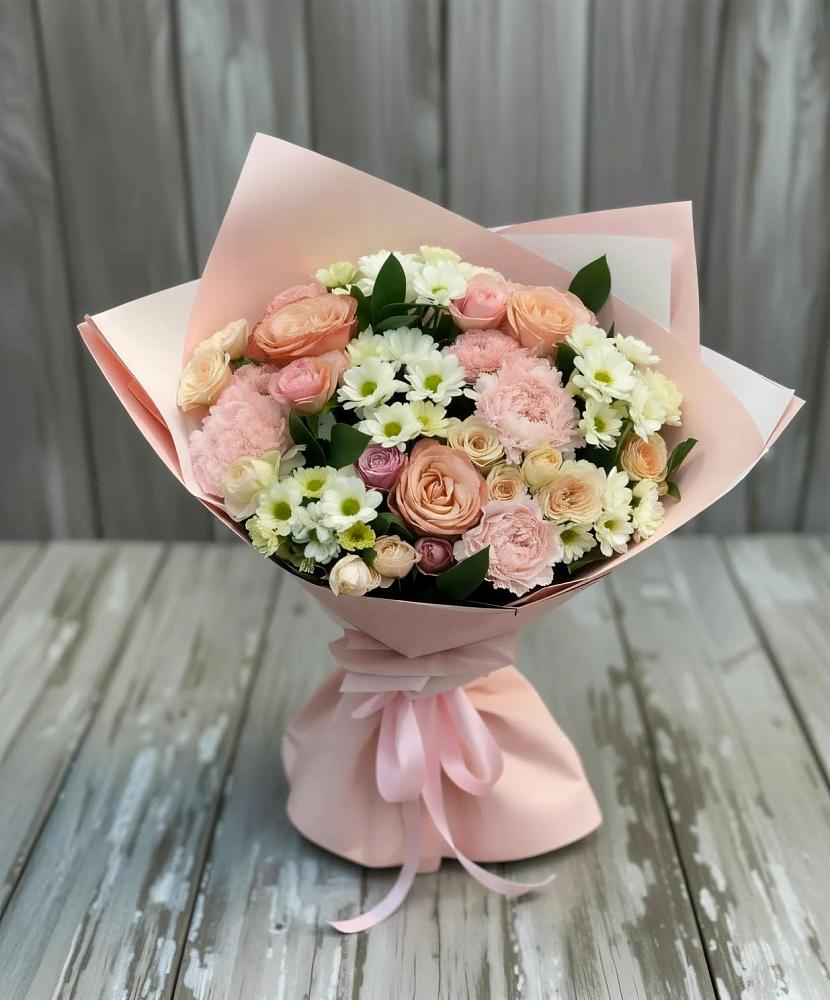 Букет цветов из: Гвоздики, Розы и Хризантемы в Красной Пойме