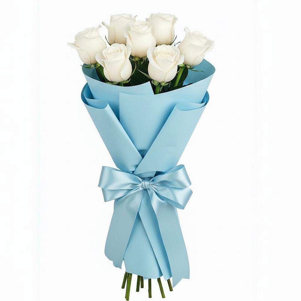 Букет 7 белых роз Проуд в Красной Пойме