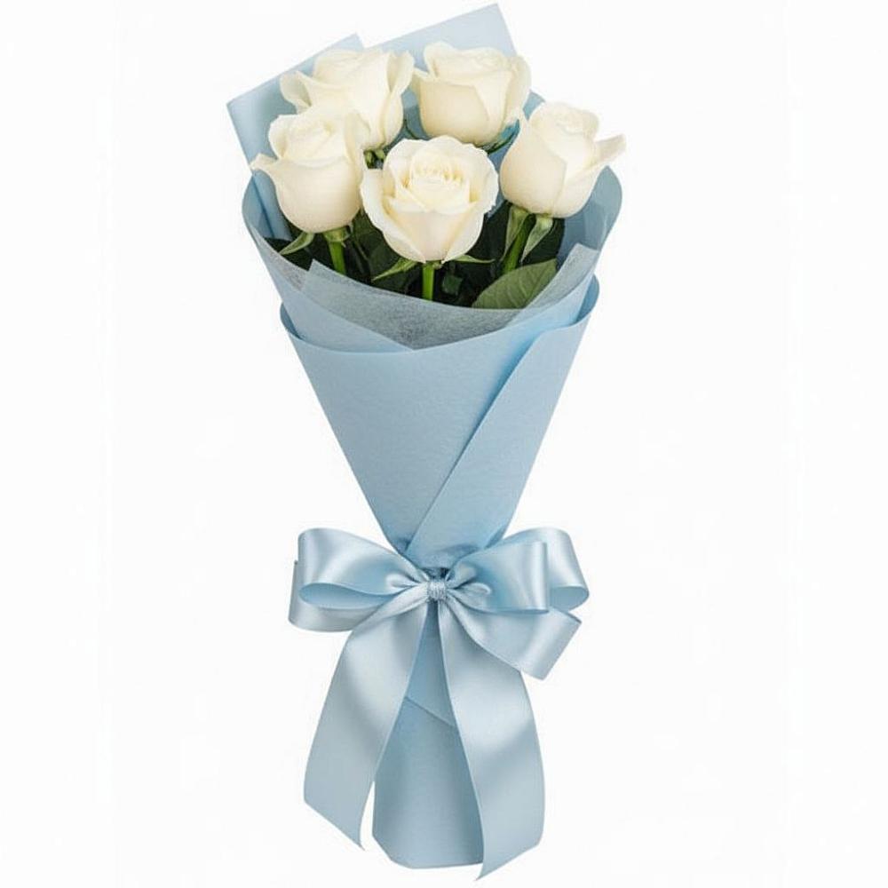 Букет 5 Белых роз Проуд в Красной Пойме