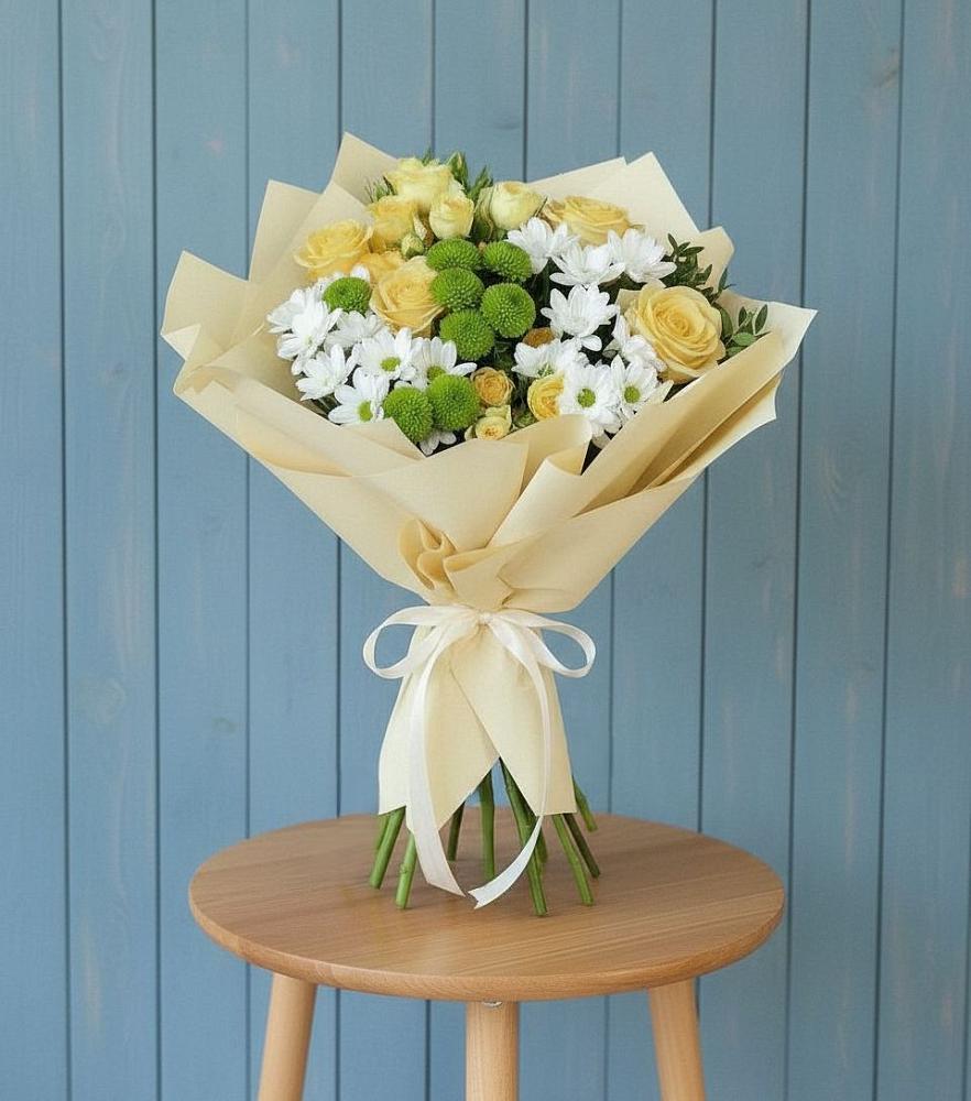 Букет цветов из: Хризантемы и Розы в Красной Пойме