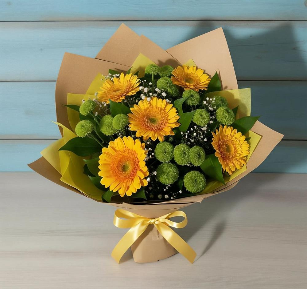 Букет цветов из: Герберы и Хризантемы в Красной Пойме