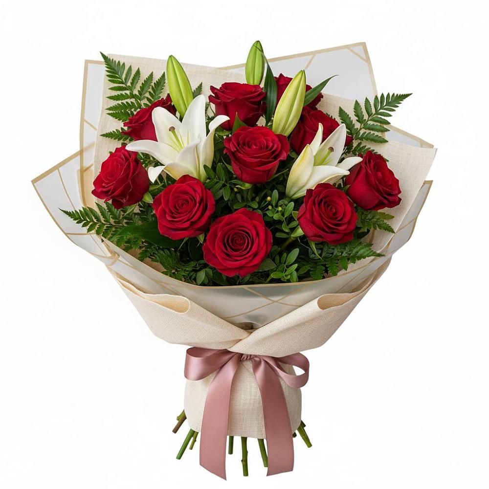Букет цветов из: Лилии и Розы в Красной Пойме