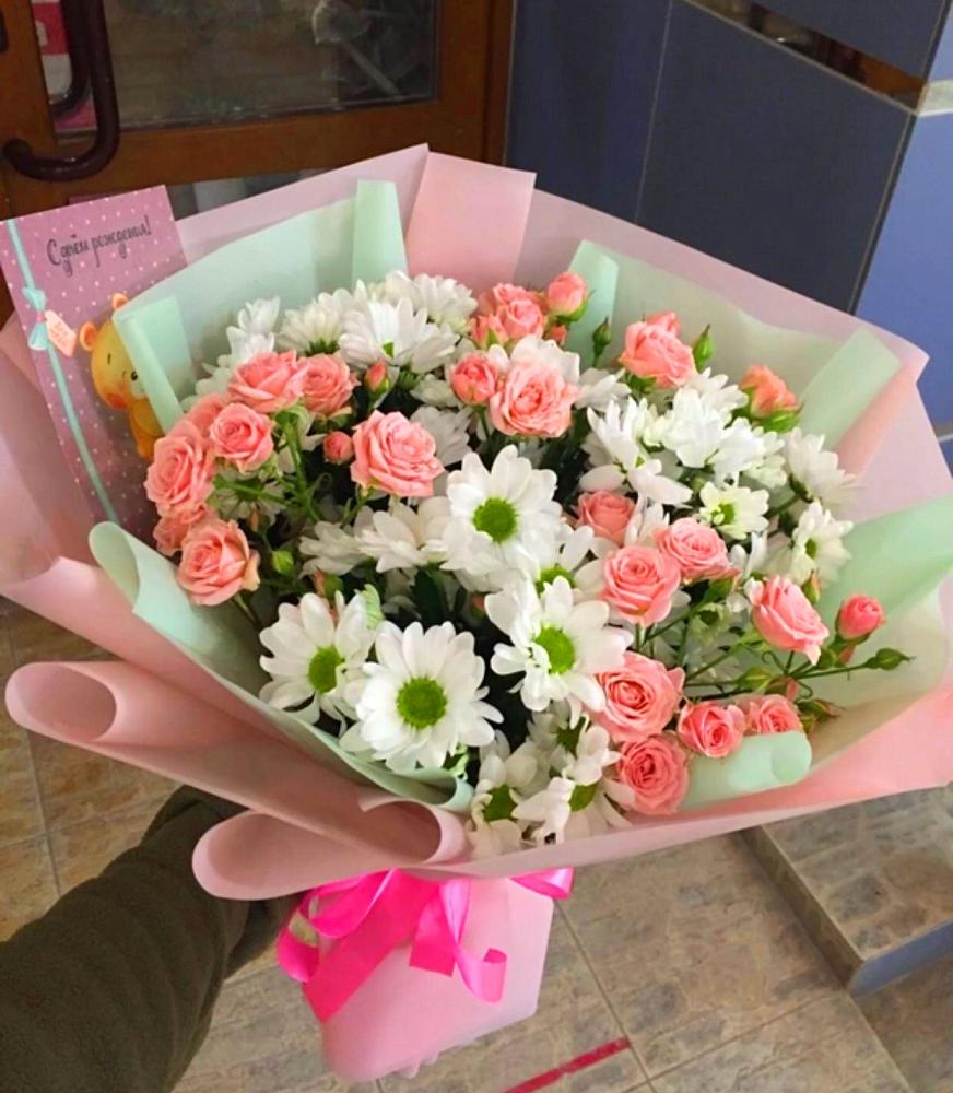 Букет цветов из: Розы и Хризантемы в Красной Пойме