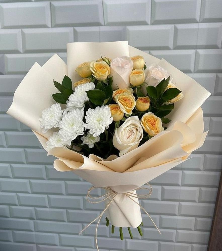 Букет цветов из: Розы и Хризантемы в Красной Пойме