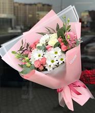 Букет цветов из:  Розы, Лизиантусы и Хризантемы в Красной Пойме