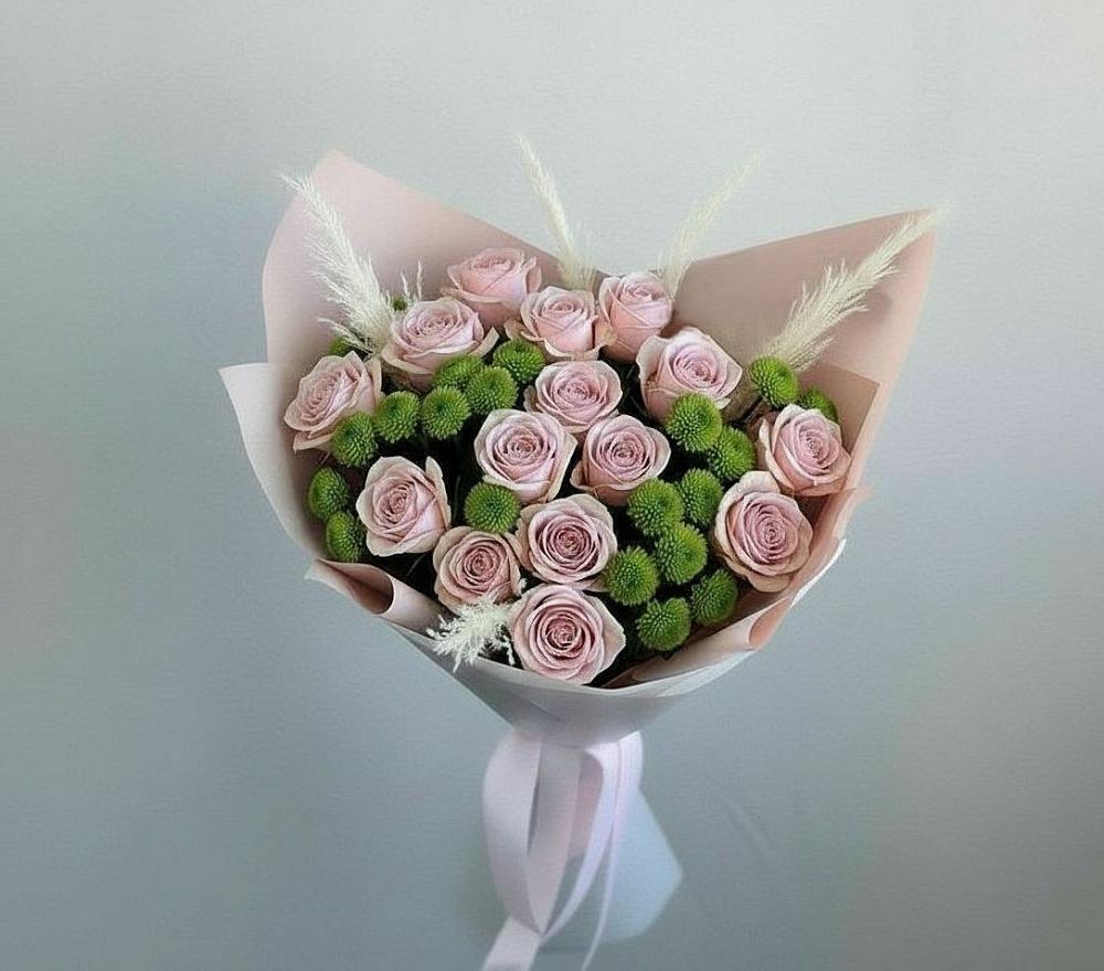 Букет цветов из: Розы и Хризантемы в Красной Пойме