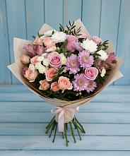 Букет цветов из:  Хризантемы, Розы и Альстромерии #REPLACE_PRED# Красной Пойме