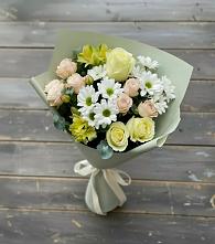 Букет цветов из:  Альстромерии, Розы и Хризантемы в Красной Пойме