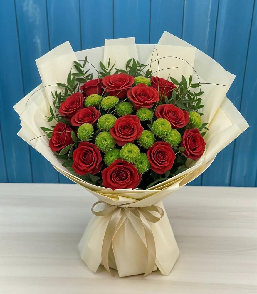 Букет цветов из: Розы и Хризантемы в Красной Пойме